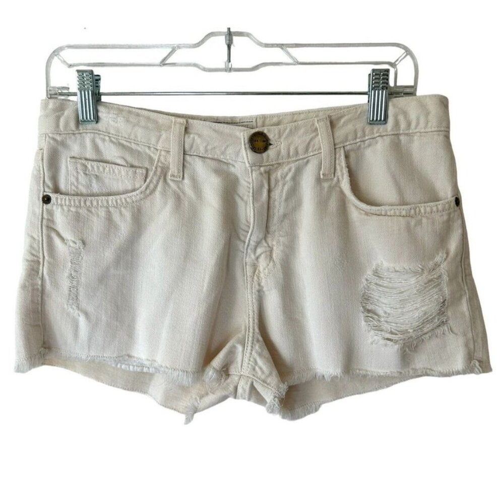 Current/Elliott The Boyfriend Short Distressed White Denim Shorts festival